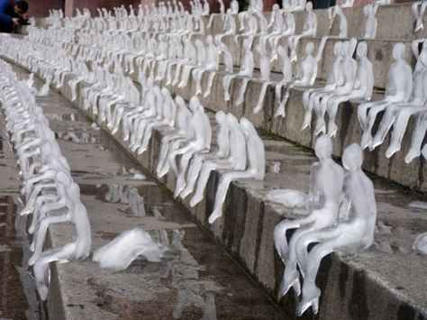 Nele Azevedo || Army of Melting Ice Sculptures Urban Art Installation, Frank Morrison, Frozen Art, Barbara Hepworth, Ice Art, Henry Moore, Snow Art, Ice Sculptures, Ice Ice Baby