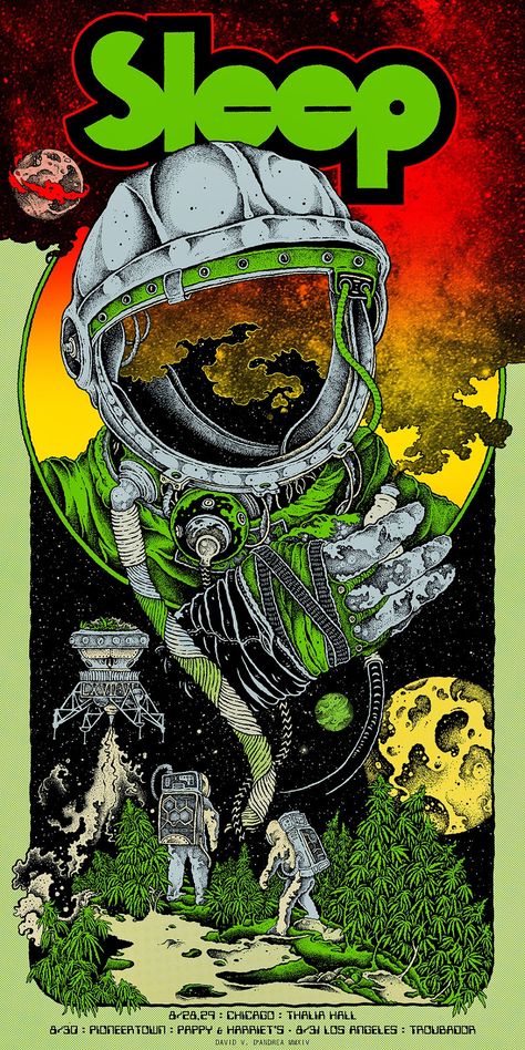 Sleep-Band-Chicago-California-Poster-David-DAndrea Sleep Band, Rock Poster Art, David D, California Poster, Heavy Metal Art, Doom Metal, Gig Poster, Psy Art, Illustration Photo