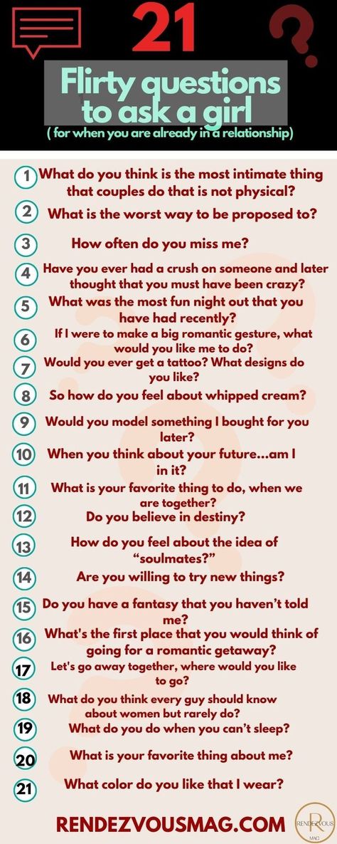 Use these flirty questions to ask a girl and find out what she thinks is attractive in a guy. Perfect for a date night or use over text to have conversations filled with some double entendres… Questions For Girls, Flirty Questions To Ask, Questions To Ask A Girl, Text Conversation Starters, Deep Conversation Topics, Questions To Get To Know Someone, Flirty Questions, Intimate Questions, Deep Questions To Ask