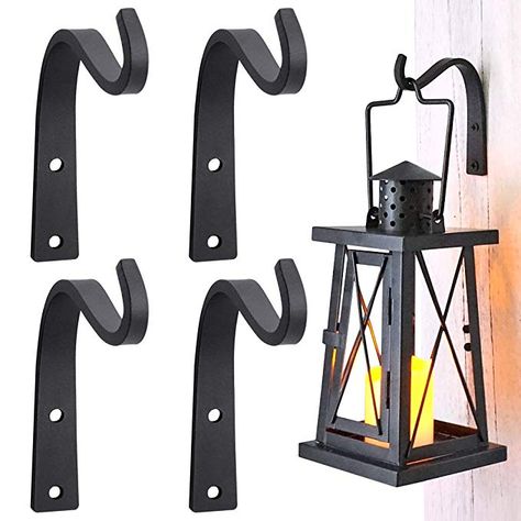 Decorative Outdoor Indoor Small Iron Wall Hanging Lantern Plant Hooks (Black, Set of 4) Wall Hanging Lanterns, Lantern Plant, Lantern Hooks, Coat Hanger Hooks, Solar Hanging Lanterns, Hanging Solar Lights, Over The Door Hanger, Coat Hooks On Wall, Over The Door Organizer