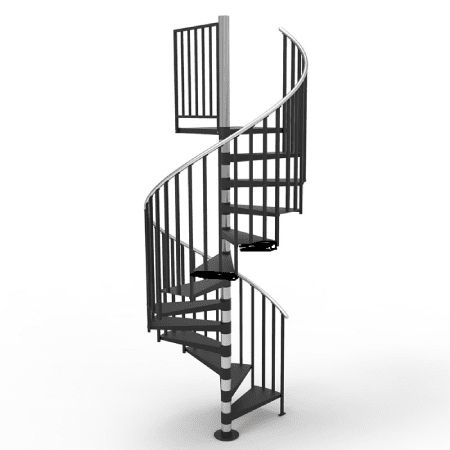 Code Compliant Metal Prefab Stair - The Benjamin Spiral Stair Black Spiral Staircase, Prefab Stairs, Stairs Height, Modular Staircase, Spiral Staircase Kits, Spiral Stairs Design, Staircase Kits, Aluminum Handrail, Stair Kits