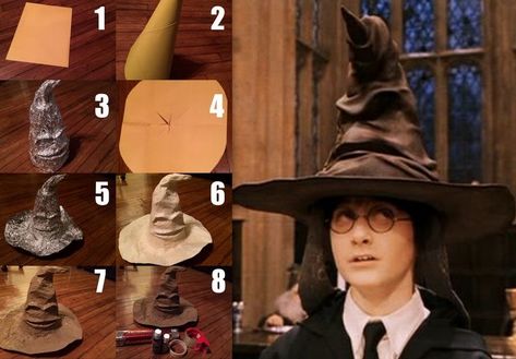 Harry Potter Hat Diy, Diy Hogwarts Decorations, Diy Sorting Hat Harry Potter, Diy Sorting Hat, Harry Potter Diy Crafts, Harry Potter Hat, Harry Potter Christmas Decorations, Strašidelný Halloween, Film Harry Potter