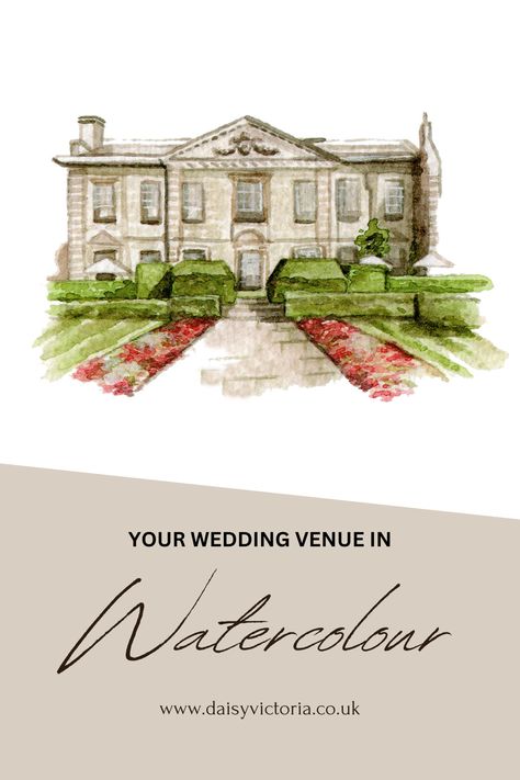 Venue Drawing Wedding Invitation, Wedding Invitation Venue Illustration, Watercolor Wedding Venue Invitations, Watercolour Wedding Invitations, Watercolor Venue Save The Date, Watercolour Wedding, Watercolour Wedding Stationery, Best Love Stories, Brand Board