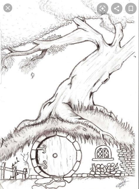 Procreate Building, Hobbit Houses, Art Buildings, Architectural Scale, Hobbit Art, Aesthetic Architecture, Lotr Art, Doodle Art Designs, Design Visual