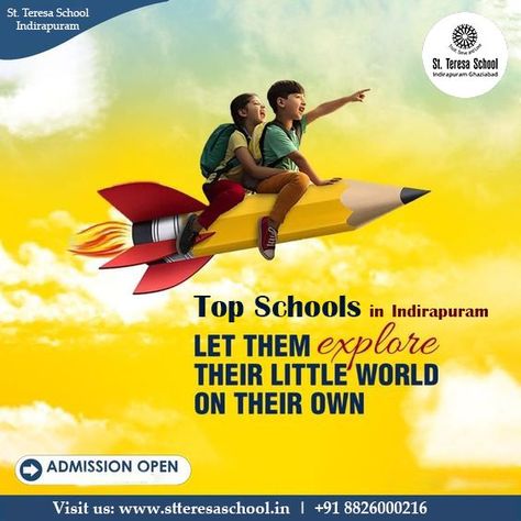 Top Schools In Indirapuram School Creative Ads Design, School Advertisement Poster Design, School Advertising Poster Ideas, Back To School Creative Ads, Educational Poster Design Inspiration, Education Poster Creative, School Creative Ads, School Advertising, School Brochure