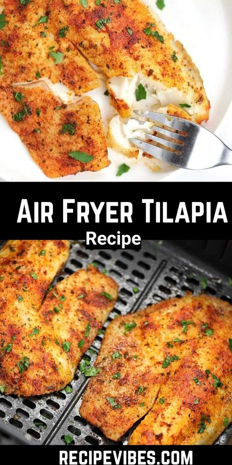 Blackened Fish In Air Fryer, Blackened Tilapia Recipes Air Fryer, Blackened Tilapia Air Fryer, Airfryer Fish Fillet, How To Season Tilapia Fish, Air Fryer Frozen Tilapia Fillets, Frozen Tilapia Recipes, Tilapia Air Fryer Recipes, Tilapia In Air Fryer