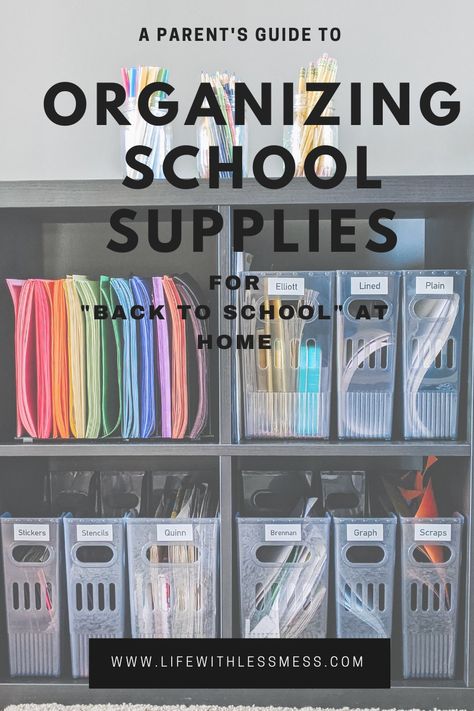 Organizing Ideas School Supplies, School Supplies Storage Ideas, Storage For School Supplies, School Books Organization Home, Extra School Supplies Storage, Diy Home School Organization, Homeschool Supply Caddy, School Papers Organization At Home, School Supply Caddy Ideas