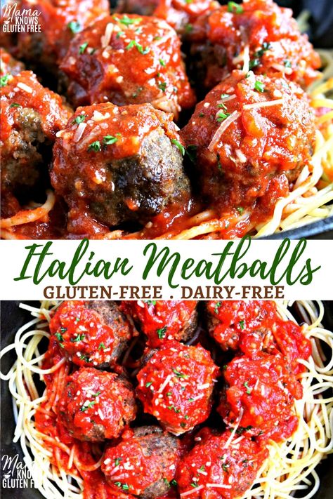 Gluten Free Italian Meatballs, Dairy Free Meatballs, Gluten Free Meatballs Recipe, Gluten Free Meatballs, Gluten Free Italian, Cookies Gluten Free, Dairy Free Dinner, Gluten Free Lunch, Meatball Recipe