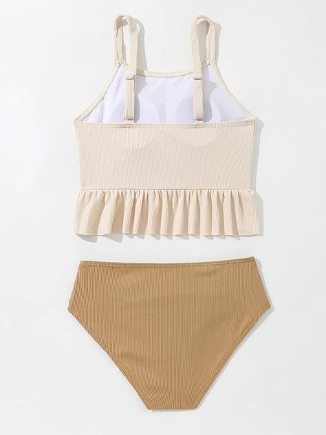 Amazon.com: Floerns Girl's Color Block Ruffle Trim Two Piece Bikini Swimsuit Beige and Camel 11-12Y : Clothing, Shoes & Jewelry Black Border, Ruffle Trim, Shoes Jewelry, Color Block, Two Piece, Trim, Clothes, Color