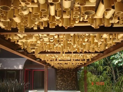 Bamboo Cafe Design Ideas, Bamboo Ceiling Ideas, Bamboo Restaurant, Food Court Design, Bamboo Landscape, Bamboo Roof, Bamboo Building, Bamboo Ceiling, Bamboo House Design