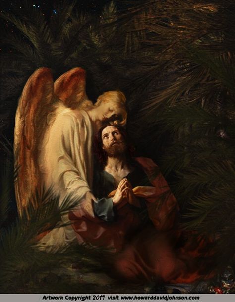 Pictures Of Angels, Crucifixion Art, Sorrowful Mysteries, Agony In The Garden, Jesus Christ Painting, Jesus Painting, Angels Among Us, Biblical Art, Realistic Paintings