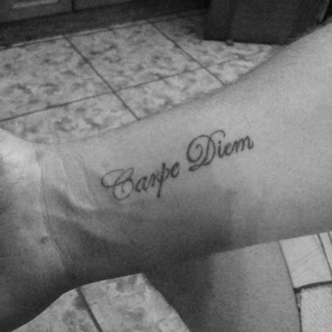 Tattoo Carpe Diem, Wrist Tattoos Quotes, Small Chest Tattoos, Tattoo Forearm, Small Forearm Tattoos, Forearm Sleeve Tattoos, Number 11, Seize The Day, 1 Number