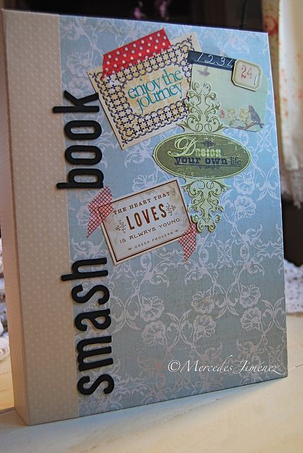 Smash book by jemerasp, via Flickr Smash Book Cover, Smash Book Inspiration, Smashbook Ideas, Girls Camp Crafts, Envelope Book, Smash Book Pages, Glue Books, Smash Journal, Smash Books