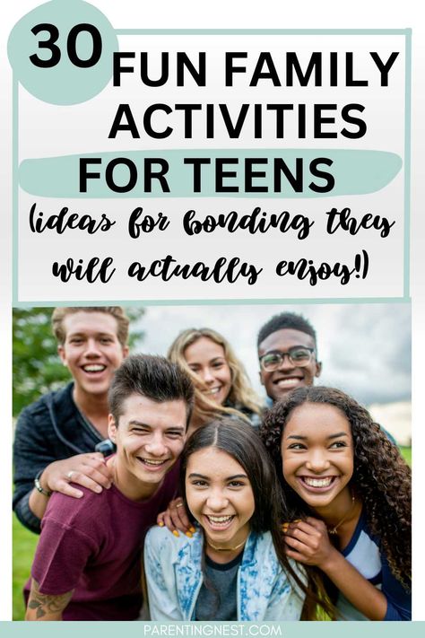 Looking for fun bonding activities that the whole family can enjoy? Here we have 30 awesome ideas for you to check out! There are outdoor activities, home activities, and ideas to fit all kinds of budgets. These fun family activities for teens are sure to be a hit! Women Bonding Activities, Family Outing Ideas, Activities For Teen Boys, Activities For Teens At Home, Family Activity, Family Relationship Building Activities, Family Night Ideas With Teenagers, Family Connection Activities, Bonding With Family