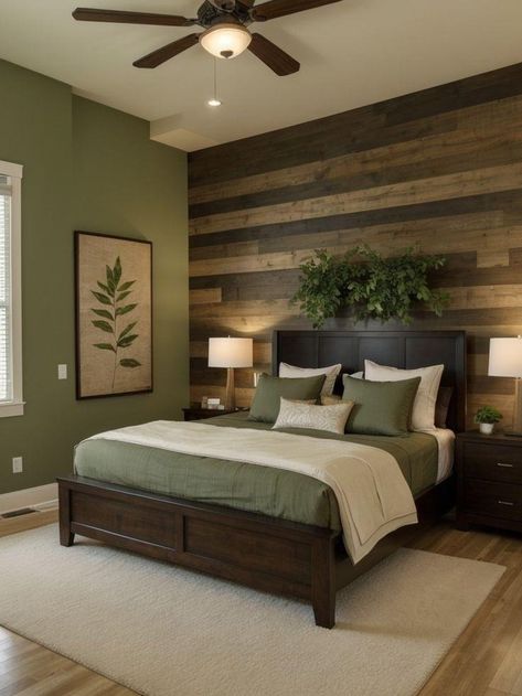 Top 27 Earthy Modern Bedrooms – Natural Decor & Design Ideas Green And Terracotta Bedroom, Earthy Modern, Modern Bedroom Ideas, Glamourous Bedroom, Cozy Minimalist, Earthy Bedroom, Green Bedroom, Interior Colour, Bedroom Walls