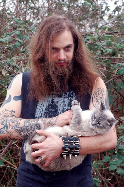 Metalheads and Their Cats: Chris Beug, Of Megaton Leviathan, And Cascadian Winter Metal Cats, Metalhead Guy, Cat Coloring Book, Kitten Photos, Cat Reading, Photography Book, Cat Books, Dark Horse Comics, Cat People