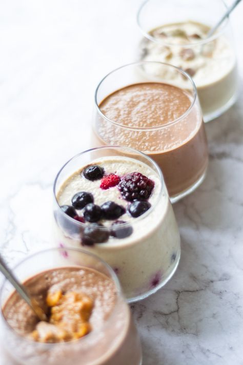 The Best Creamy Blended Overnight Oats (4 Flavours) Overnight Oats In Blender Bottle, Blended Tiramisu Overnight Oats, Overnight Oats Yogurt Recipe, Blender Overnight Oats, Blended Over Night Oats, Blended Cottage Cheese Overnight Oats, Blended Overnight Oats Healthy, Overnight Oats Blended, Overnight Oats Keto