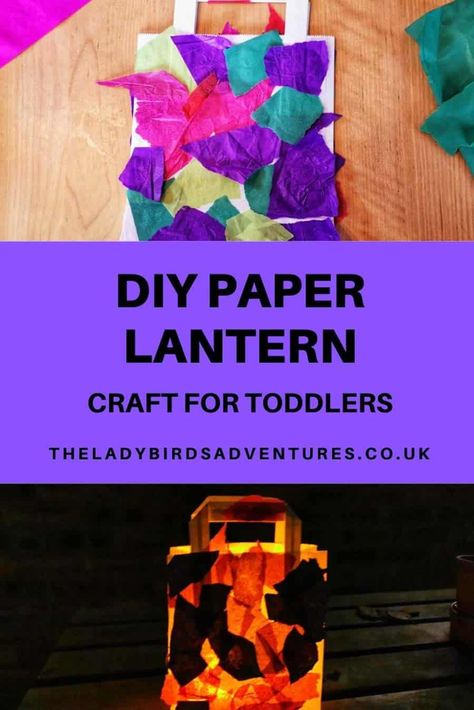 How to make a DIY paper lantern with kids Paper Lanterns Diy Kids, Paper Lantern Craft, Lantern Crafts For Kids, Paper Bag Lanterns, Lantern Walk, Kids Lantern, Tissue Paper Lanterns, Lantern Crafts, June Crafts