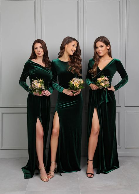 Bridesmaid Dresses Long Sleeve, Dark Green Bridesmaid, Dark Green Bridesmaid Dress, Velvet Bridesmaid, Long Sleeve Bridesmaid Dress, Formal Bridesmaids Dresses, Dark Green Dress, Velvet Bridesmaid Dresses, Green Velvet Dress