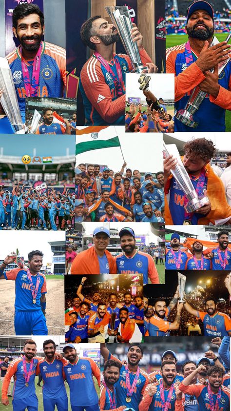 ICC T20 WORLD CUP CHAMPIONS✨️🇮🇳🏆 Icc T20 World Cup 2024 India Team, T20 World Cup 2024 Indian Team Wallpaper, World Cup 2024 Cricket, T20 World Cup 2024 Indian Team, T20 World Cup 2024, India World Cup, Cricket Aesthetic, Indian Kings, I Love Cricket Images