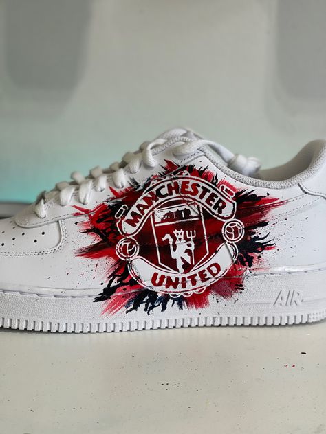 Nike football sneakers custom, personalised shoes, personalised af1 , customised af1 , airforce 1 customs Custom Af1, Nike Airforce 1, Custom Football, Custom Nikes, Custom Sneakers, Painted Shoes, Man United, Custom Shoes, The Unit