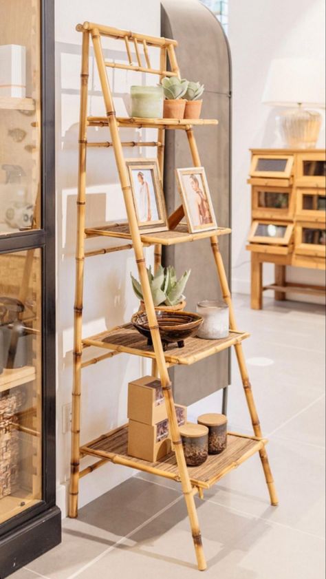 Easy Bamboo Crafts, Bamboo Rack Clothes, Bamboo Wood Decor, Diy Bamboo Shelf, Bamboo Home Decor Ideas, Bamboo Room Decor, Bamboo Cafe Design Ideas, Bamboo Diy Ideas, Bamboo Diy Projects