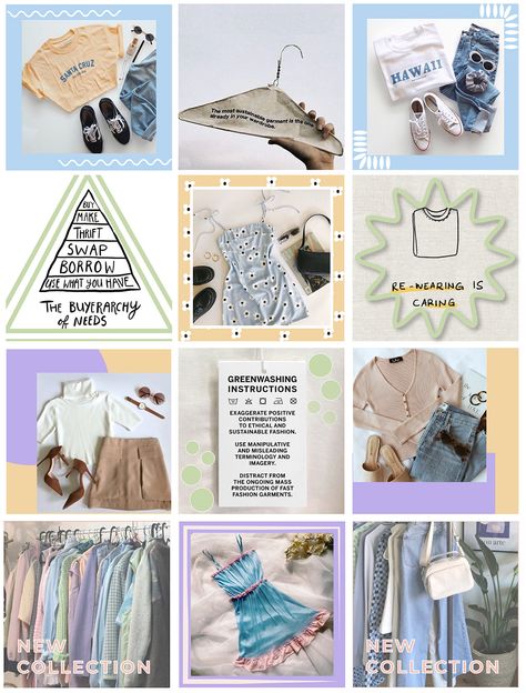 Branding project for a thrift store, RECLAIM on Behance Thrift Shop Instagram Post Ideas, Thrift Store Social Media Ideas, Instagram Store Design Feed, Online Thrift Store Aesthetic, Thrift Store Instagram Feed, Thrift Store Branding, New Collections Poster, Instagram Account Ideas, Content Inspiration