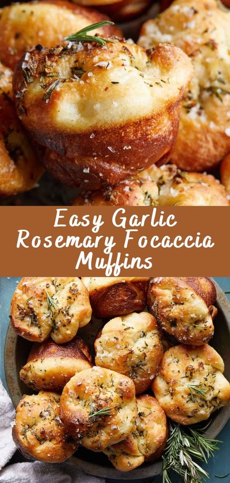 Easy Garlic Rosemary Focaccia Muffins | Cheff Recipes Rosemary Focaccia Muffins, Rosemary Garlic Focaccia Muffins, Rosemary Garlic Foccacia Muffins, Rosemary Bread Recipe Easy, No Knead Focaccia Muffins, Focaccia Bread Muffins, Foccacia Bread Thanksgiving, Focaccia Muffin Recipe, Recipes Using Rosemary