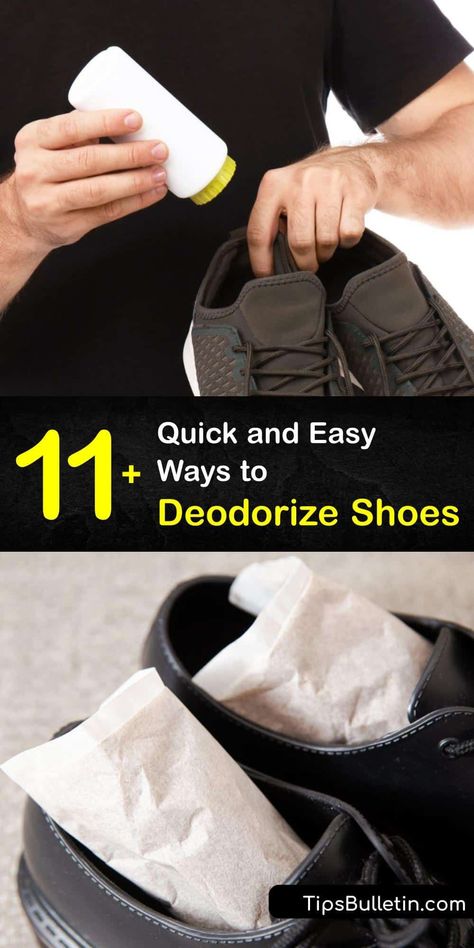 No one likes smelly feet, and walking around with bad foot odor is embarrassing. Learn how to get rid of an unpleasant odor in a smelly shoe using kitty litter, coffee grounds, baking soda, and more, and ways to clean odor-causing bacteria in a stinky shoe. #howto #deodorize #stinky #shoes How To Deodorize Shoes, Stinky Feet Remedy, Homemade Shoes, Smell Remover, Stinky Shoes, Diy Household Cleaners, Smelly Shoes, Deodorize Shoes, Kitty Litter