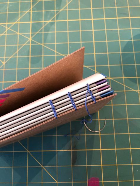 Book Binding Kettle Stitch, Book Binding Supplies, Beginner Book Binding, Book Binding Tutorial Step By Step, Basic Book Binding, Stitched Book Binding, Small Book Binding, How To Stitch A Book Binding, How To Sew A Book Binding