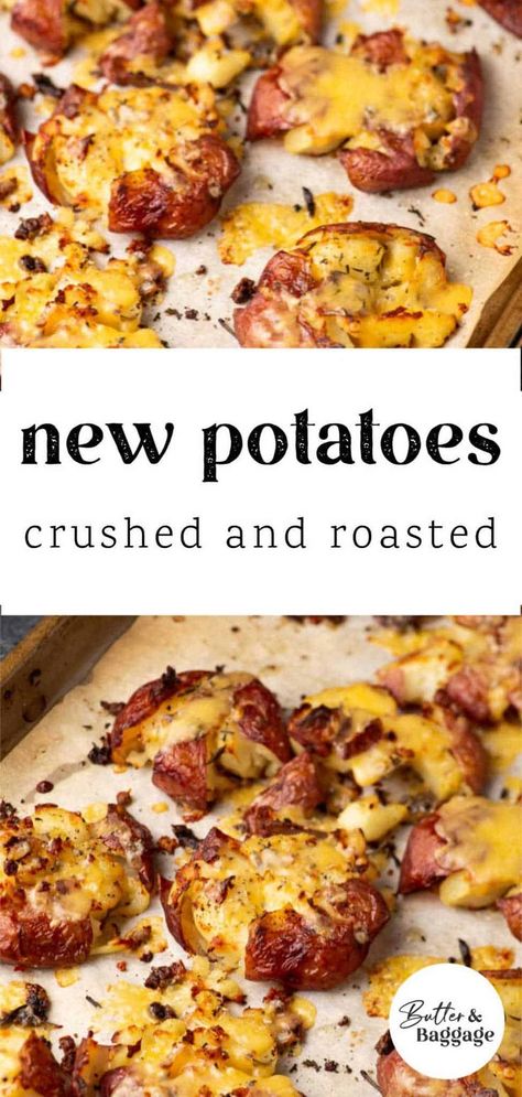 Roasted Small Potatoes, Small Potatoes Recipe, Roasted Mashed Potatoes, Food Sides, Edges Easy, Crushed Potatoes, Potatoes In Oven, Oven Roasted Potatoes, Plant Paradox