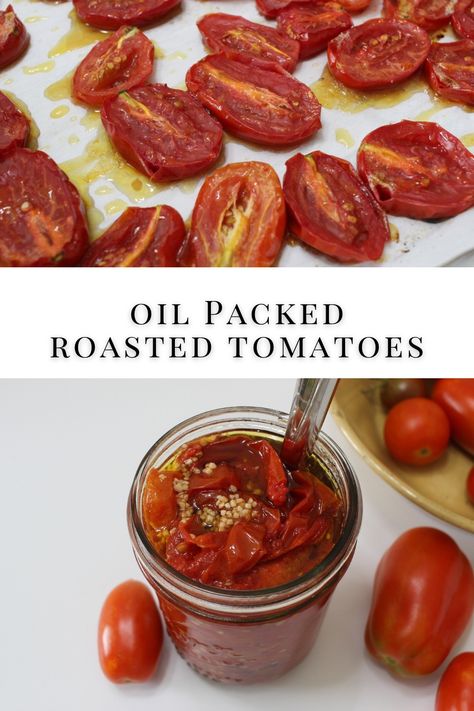 How to Make Oil Packed Roasted Tomatoes at Home - Spicy Hot Tomato Oil Recipe, Hot Tomato Oil Recipe, Canning Roasted Tomatoes, Chicken Bowtie Pasta, Roasted Tomatoes Recipe, Tomatoes In Oil, Homemade Ketchup Recipes, Bruschetta Appetizer, Garden Tomatoes