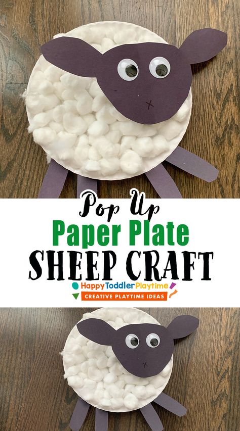 Paper Plate Lamb Craft, Sheep Art And Craft, Paper Plate Sheep, Sheep Craft, Paper Plate Art, Preschool Farm, Farm Animal Crafts, Paper Plate Crafts For Kids, Sheep Crafts