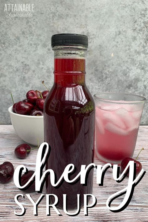 Cherry Syrup Recipe, Diy Food Storage, Hot Coffee Drinks, Cherry Syrup, Homemade Pantry, Homemade Recipes Dessert, Homemade Syrup, Refreshing Drinks Recipes, Cherry Recipes