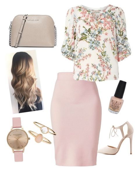 "Tan and champagne pink" by alexajh on Polyvore featuring Winser London, Billie & Blossom, Charlotte Russe, Michael Kors, Accessorize, Topshop and OPI Spring Office Beige Skirt, Spring Beige Pencil Skirt, Chic Pink Pencil Skirt, Luxury Pink Michael Kors Satchel, Michael Kors Blush Bags With Gold-tone Hardware, Modesty Outfits, Fashion And Beauty Tips, Fashion Attire, Fashion Line