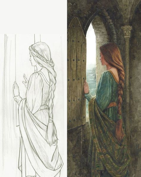 Butterfly Outline, Girl Drawing Sketches, Cool Pencil Drawings, Female Art Painting, Looking Out The Window, Medieval Dress, Arte Sketchbook, Indian Art Paintings, Art Drawings Sketches Creative