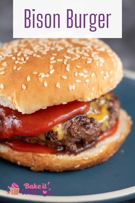 Bison Burgers In Air Fryer, Buffalo Burger Recipe, Bison Burgers Recipe, Lunch Pics, Bison Burger Recipe, Oven Burgers, Burger Dinner, Steakhouse Burger, Onion Soup Mix Recipe