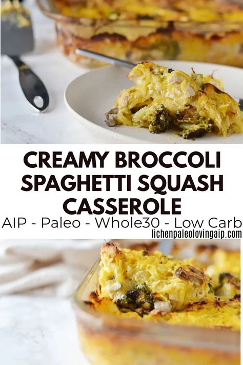 Broccoli Spaghetti Squash, Keto Squash, Baked Spaghetti Squash Casserole, Broccoli Spaghetti, Paleo Spaghetti, Spaghetti Squash Casserole, Squash Casserole Recipes, Autoimmune Paleo Recipes, Aip Paleo Recipes