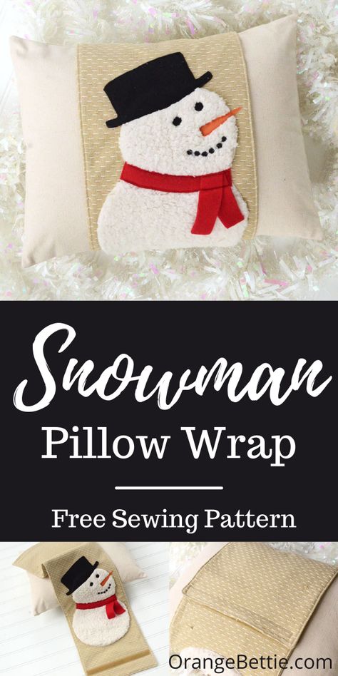 DIY Christmas Snowman Pillow Wrap – Free Pattern Pillow Applique Ideas, Pillow Wraps How To Make, Christmas Pillow Patterns Free, Pillow Wraps Free Pattern, Christmas Pillows Diy Sewing Projects Free Pattern, Christmas Throw Pillows Diy, Christmas Tree Pillow Diy Free Pattern, Snowman Pillow Diy, Diy Christmas Pillows Ideas