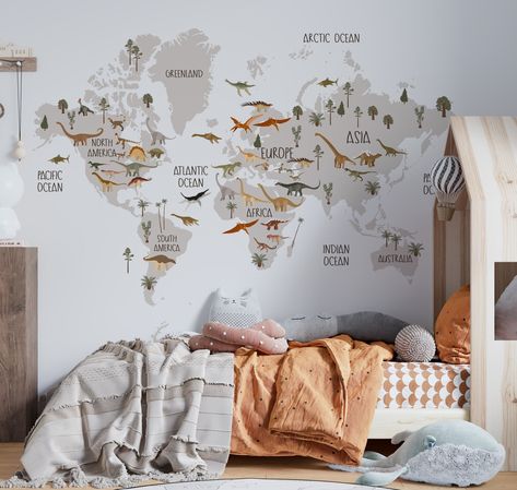 dinosaur wall decal, dinosaur wall stickers, dinosaur decals in boy room dinosaur room decor for boys, Boys Dinosaur Room, Dinosaur Bedroom Wall, Dinosaur Baby Room, Dino Bedroom, Room Decor For Boys, Dinosaur Boys Room, Stickers Dinosaur, Dinosaur Decals, World Map Wall Decal