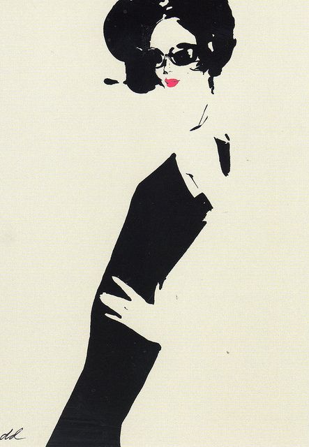 (☌ᴗ☌ )  ★Back to Black by David Downton Vintage Sketches, Patrick Nagel, David Downton, Nadja Auermann, Rene Gruau, Fashion Sketchbook, Affinity Designer, Fashion Art Illustration, Fashion Illustrator