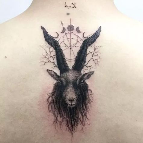 60+ Gorgeous Constellation Tattoo Designs #constellationtattoo #tattoo #tattooistida Satanic Tattoos, Badass Girl, Astrology Tattoo, Black Phillip, Occult Tattoo, Capricorn Tattoo, Goat Head, Kunst Tattoos, Constellation Tattoo