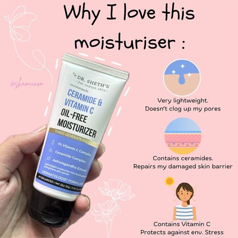 Dr. Sheth’s Ceramide and Vitamin C Moisturizer is a game-changer for those looking for intense hydration and brightening benefits (having OILY SKIN)! This lightweight, oil-free moisturizer is packed with powerful ingredients like ceramides, vitamin C, and ashwagandha extract to provide long-lasting hydration and improve skin texture ¹. Key Benefits: · Intensely Hydrates: Locks in moisture to keep your skin soft and supple · Brightens Skin: Fades dark spots and hyperpigmentation for a more ev... Vitamin C Moisturizer, Lightweight Moisturizer, Oil Free Moisturizers, Fade Dark Spots, Improve Skin Texture, Skin Texture, Damaged Skin, Improve Skin, Game Changer