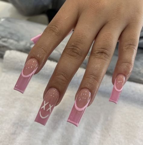 Long Acrylic Nail Designs, Colored Acrylic Nails, Girly Acrylic Nails, French Tip Acrylic Nails, Her Nails, Simple Acrylic Nails, French Acrylic Nails, Short Square Acrylic Nails, Acrylic Nails Coffin Pink