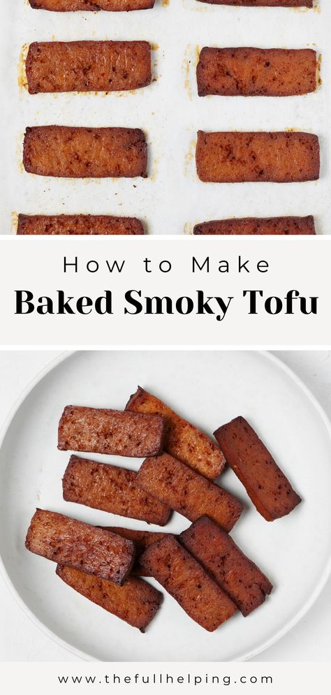 This oven-baked, smoky tofu is made with a simple marinade of soy sauce, rice vinegar, and spices, including smoked paprika. You don't need to purchase liquid smoke in order to make it, and you definitely don't need a home smoker! The tofu is super versatile: use it in sandwiches or wraps, as a breakfast side, or as a protein component in salads and grain bowls. Smoked Tofu Recipe, Vegan Blt Sandwich, Vegetarian Sandwiches, Soy Sauce Rice, Simple Marinade, Tofu Sandwich, Tofu Marinade, Vegetarian Mains, Breakfast Sides