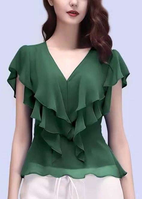 Women Blouses Fashion, Long Sleeve Outfits, Tops Short Sleeve, Short Summer Dresses, Half Sleeve Dresses, Comfortable Room, Summer Dress Outfits, Chiffon Ruffle, Dresses By Length