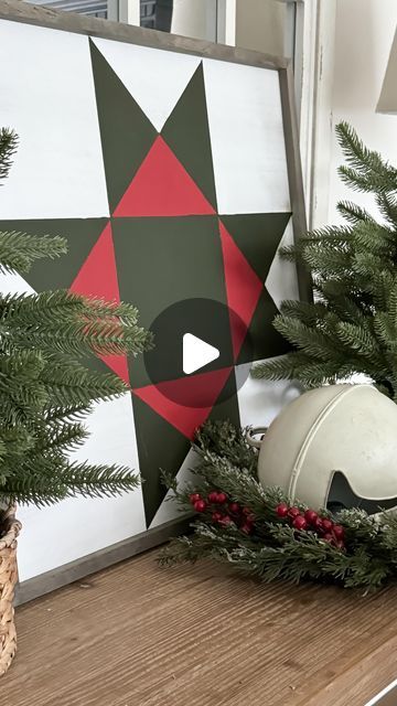 Jennifer Dempsey on Instagram: "It’s Christmas in July 2024 - week 1! 🌲  All month long I’ll be sharing NEW Christmas crafts and DIY’s for you to get a head start before the hustle and bustle of the holiday season or SAVE for later.   First up for Christmas in July 2024 is this Christmas barn quilt! Don’t you love it?   With just a few supplies you can make one too! - 24x24 whitewash frame from Hobby Lobby in unfinished wood department  - Paint colors - Folkart paints from Hobby Lobby in the colors 449 olive green and 4669 imperial red - painters tape - paint brushes   Of course you can use color that matches your Christmas decor.  Comment BARN QUILT and I’ll send you the link to the full step by step video tutorial so you can make one too!   More behind the scenes of making this coming u Christmas Barn Quilt Patterns, Christmas Barn Quilts, New Christmas Crafts, Hobby Lobby Crafts, Christmas Barn, Painted Barn Quilts, Tape Painting, Barn Quilt Patterns, Crafts And Diy