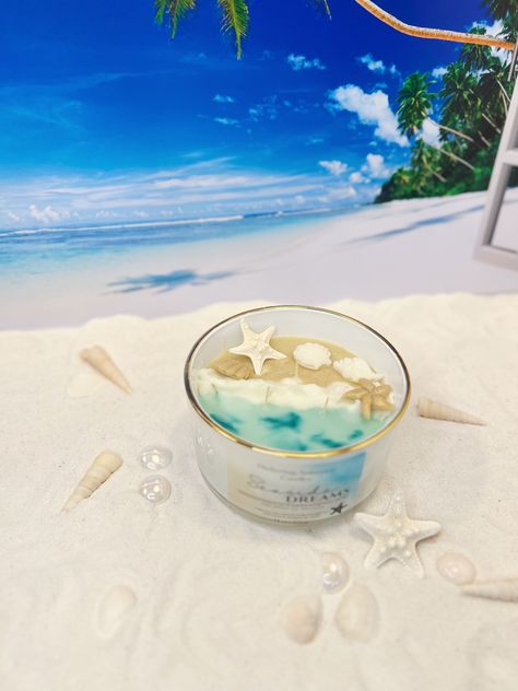 Gell Candles, Beach Candles Diy, Coastal Candles, Beachy Centerpieces, Coastal Centerpiece, Beachy Candles, Jelly Candle, Beach Theme Candles, Beach Candles