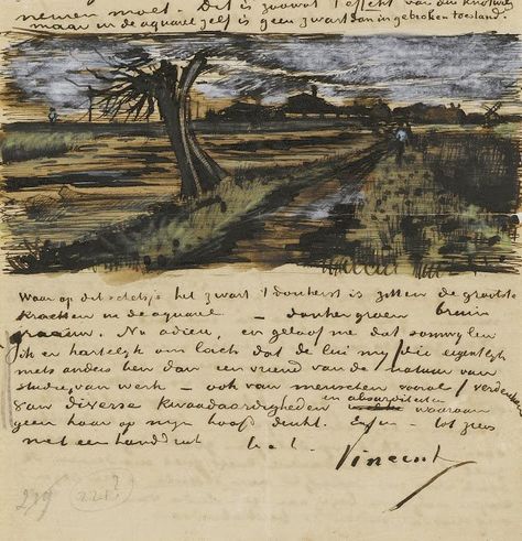 “The first letter Vincent wrote to his brother Theo: The Hague, 29 september 1872” Van Gogh Drawings, Theo Van Gogh, Malcolm Liepke, Vincent Willem Van Gogh, Michael Angelo, Portrait Abstract, Edouard Vuillard, Vincent Van Gogh Art, Arte Van Gogh