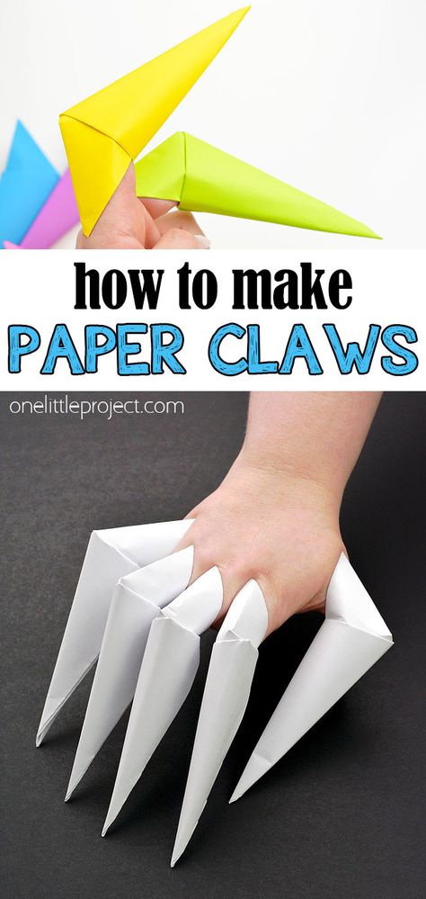 Paper Claws How To Make, Useful Kids Crafts, Origami Claws Step By Step, Crafts For Kids 3-5, Printer Paper Origami, How To Make Claws Out Of Paper, Beginner Origami Step By Step, Things To Do With Paper Easy, Construction Paper Origami